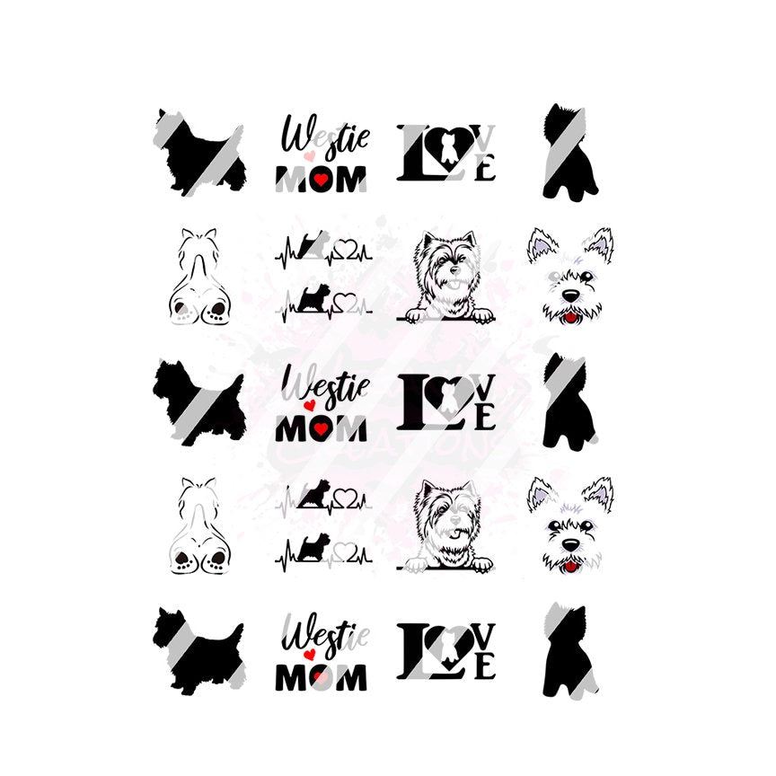 West Highlight White Terrier, Westie Mom Nail Art Decals - Waterslide Nail Decals