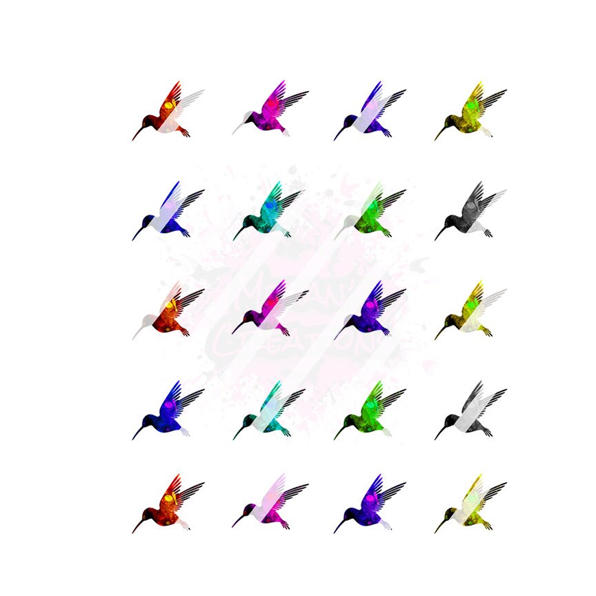 Hummingbird Design #2 Nail Art Decals - Waterslide Nail Decals