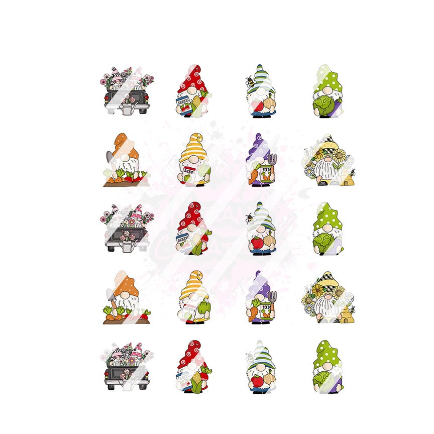 Gardening Gnomes Design #3 Nail Art Decals - Waterslide Nail Decals