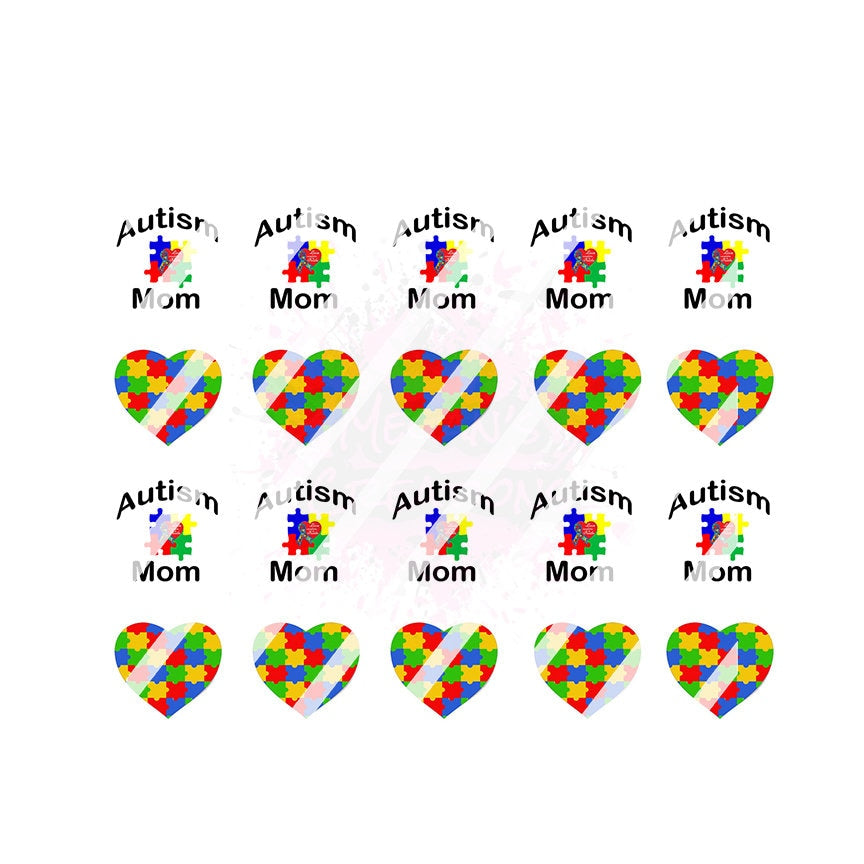 Autism Awareness Autism MOM Puzzle Nail Art Decals - Waterslide Nail Decals
