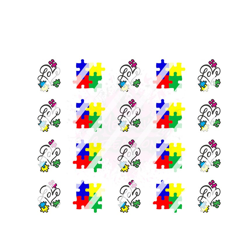 Autism Awareness Nail Art Decals - Waterslide Nail Decals - Design #3
