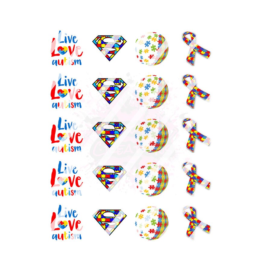 Autism Awareness Nail Art Decals - Waterslide Nail Decals - Design #5