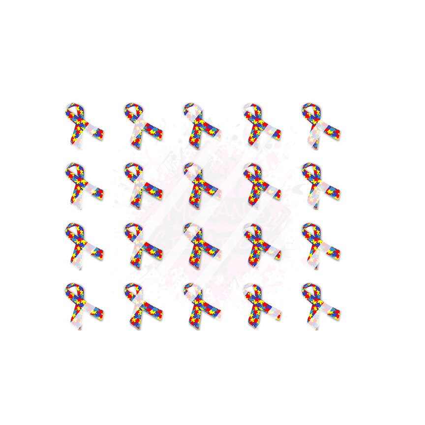 Autism Awareness Ribbon Nail Art Decals - Waterslide Nail Decals - Design #6