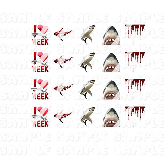 Shark Nail Art Decals - Waterslide Nail Decals