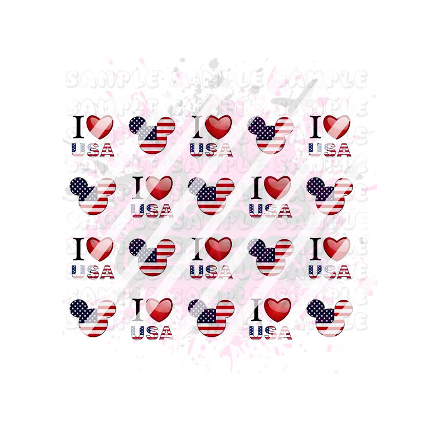 Fourth of July,  USA Flag Heart, Patriotic, July 4th,  I Heart USA,  Nail Art Decals - Waterslide Nail Decals -