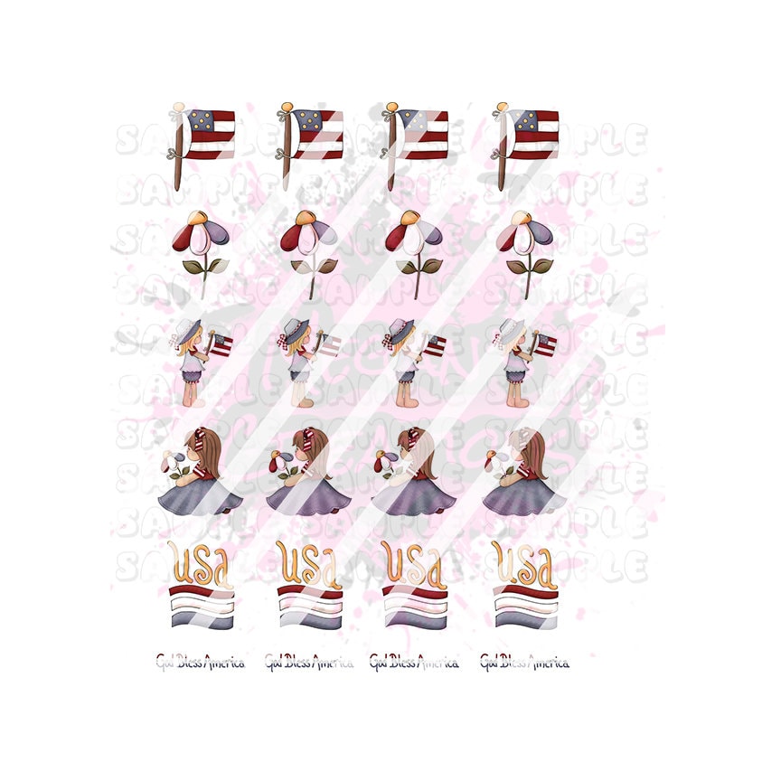 Fourth of July, Patriotic, July 4th,  Nail Art Decals - Waterslide Nail Decals - Design #6