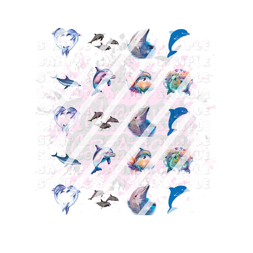 Dolphin Nail Art Decals - Waterslide Nail Decals -