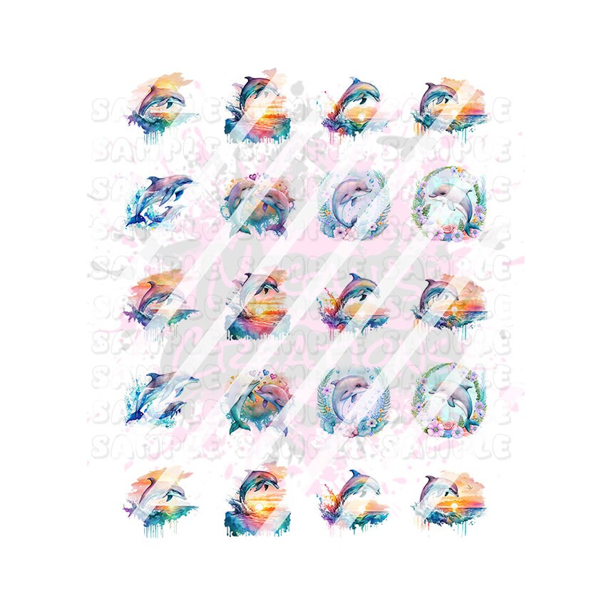 Dolphin Nail Art Decals - Waterslide Nail Decals - Design #3