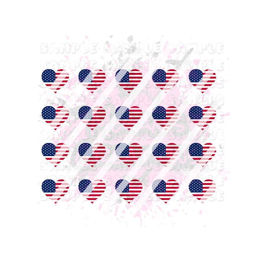 Fourth of July,  USA Flag Heart, Patriotic, July 4th  Nail Art Decals - Waterslide Nail Decals -