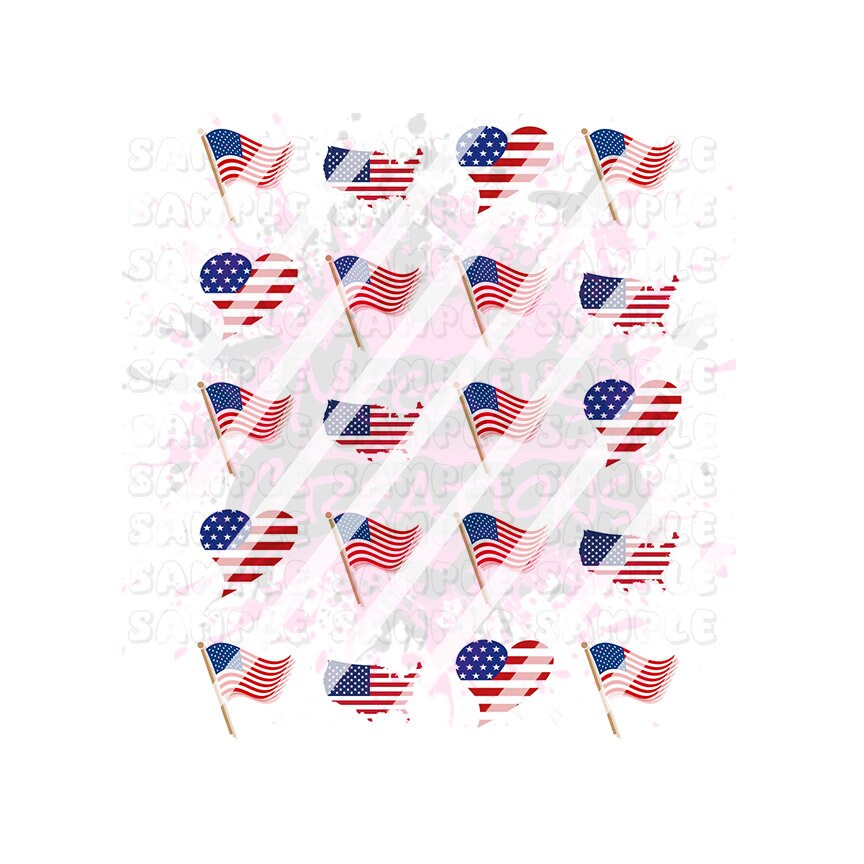 Fourth of July,  USA Flag Heart, Patriotic, July 4th, Design #2  Nail Art Decals - Waterslide Nail Decals -