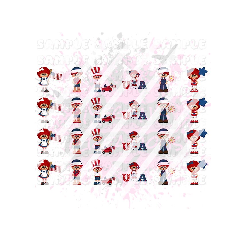 Fourth of July, Patriotic, July 4th,  Nail Art Decals - Waterslide Nail Decals - Design #2