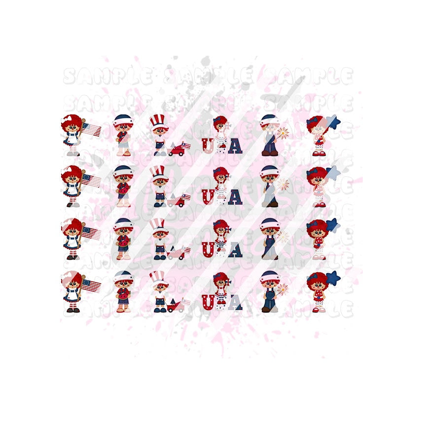 Fourth of July, Patriotic, July 4th,  Nail Art Decals - Waterslide Nail Decals - Design #8
