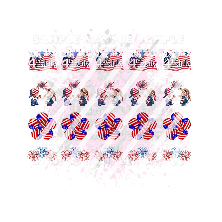 Fourth of July, Patriotic, July 4th,  Nail Art Decals - Waterslide Nail Decals - Design #10