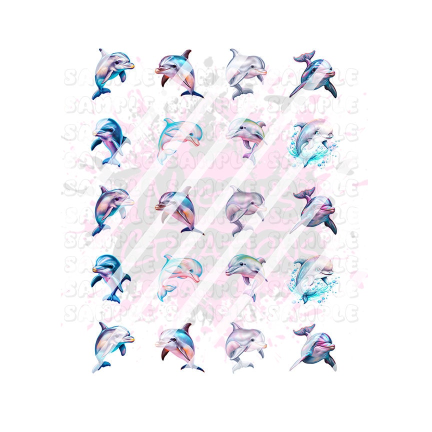 Dolphin Nail Art Decals - Waterslide Nail Decals - Design #2