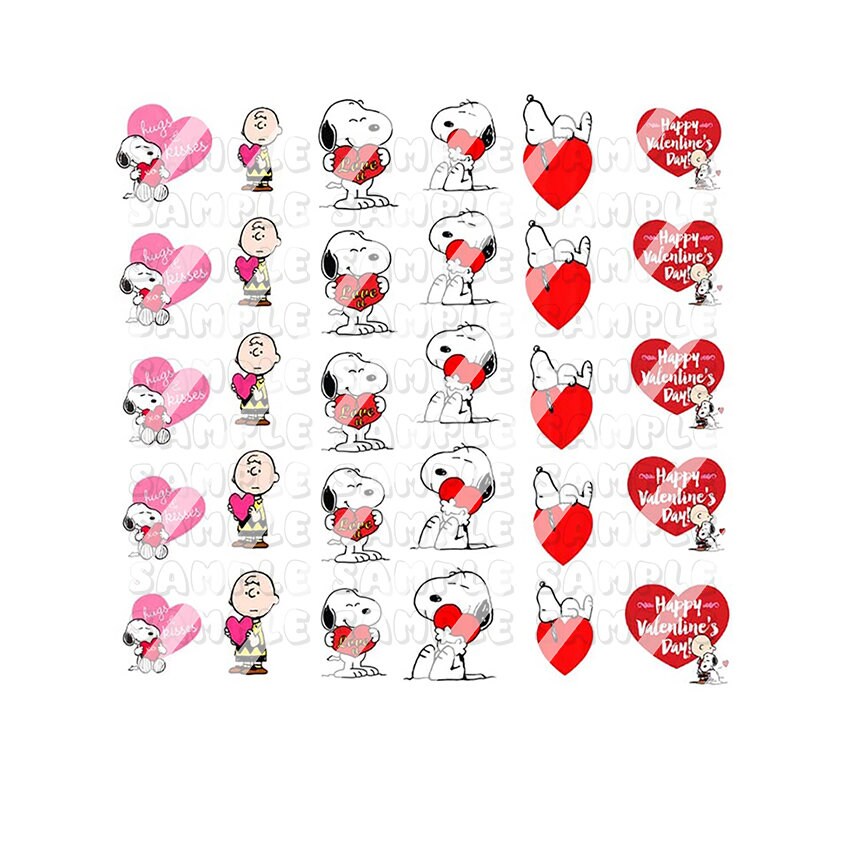 Valentines Day - Cartoon Nail Art Decals- Waterslide Nail Decals - Design #1