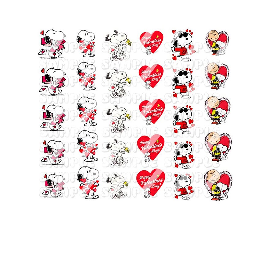 Valentines Day - Cartoon Nail Art Decals- Waterslide Nail Decals - Design #2