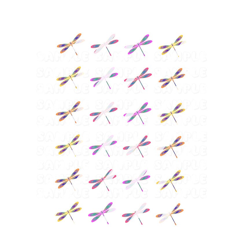 Dragonfly Design #2 Nail Art Decals - Waterslide Nail Decals