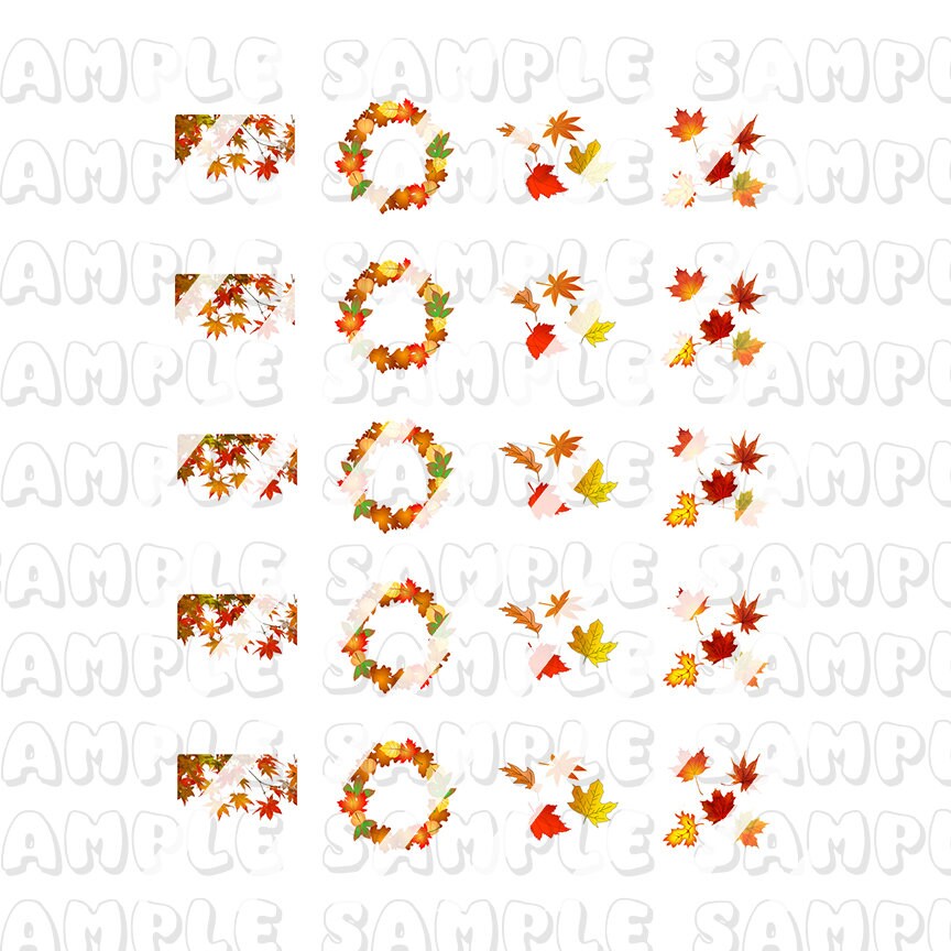Autumn Fall Nail Art Decals - Waterslide Nail Decals - Design #4