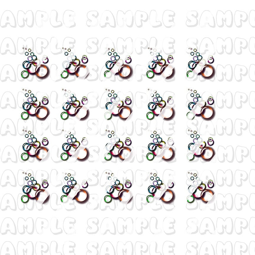 Bubbles Nail Art Decals - Waterslide Nail Decals - Design #1