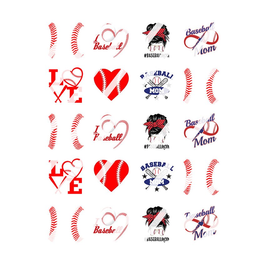 Baseball Mom Nail Art Decals - Waterslide Nail Decals