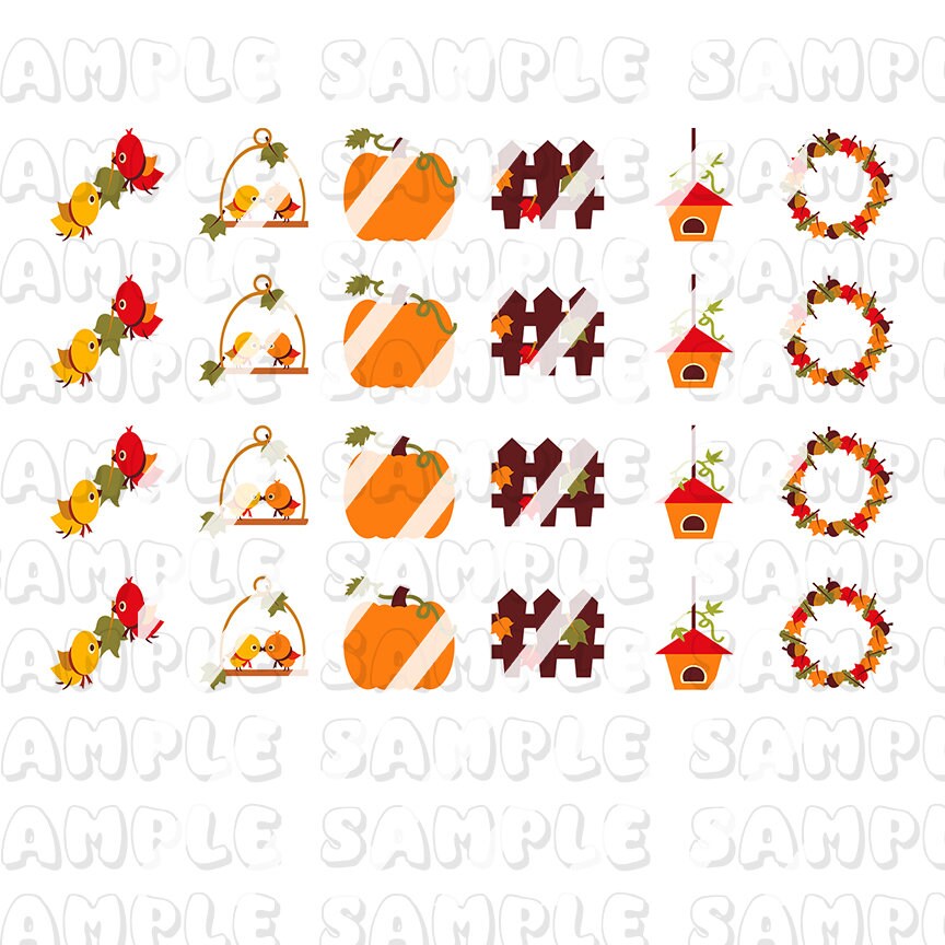 Autumn Fall Nail Art Decals - Waterslide Nail Decals - Design #2