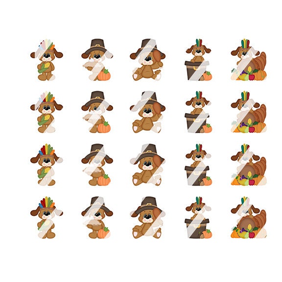 Thanksgiving Pup  Nail Art Decals - Waterslide Nail Decals