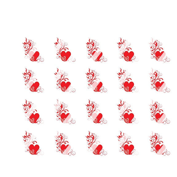 Valentine's Day Red Hearts and Swirls Nail Nail Art Decals