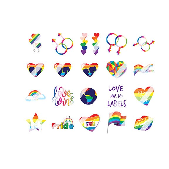 Gay Pride LGBT Ribbon Love Nail Art Decals - Waterslide Nail Decals