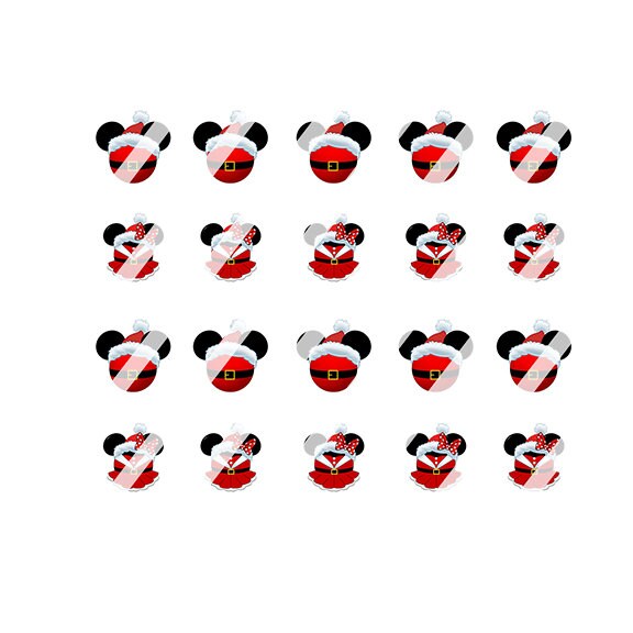 Christmas Mouse Nail Art Decals - Waterslide Nail Decals