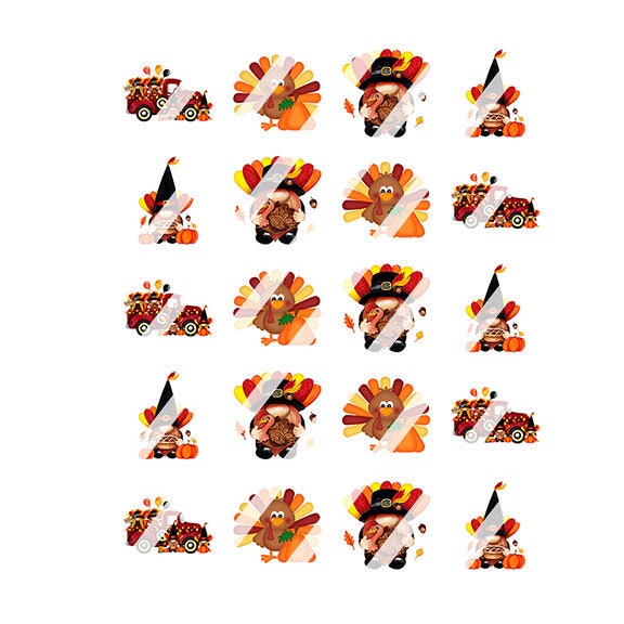 Thanksgiving Gnomes Nail Art Decals - Waterslide Nail Decals