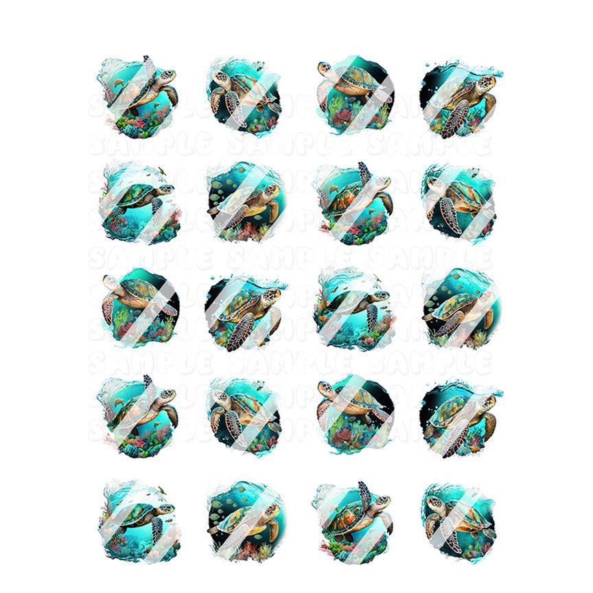 Seaturtle Sea Turtles Nail Art Decals- Waterslide Nail Decals - Set #3