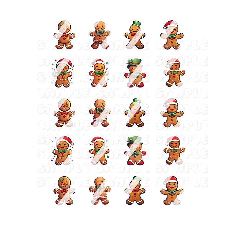 Christmas Gingerbread Man Nail Art Decals - Waterslide Nail Decals