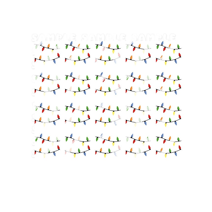 Christmas Lights  Nail Art Decals - Waterslide Nail Decals