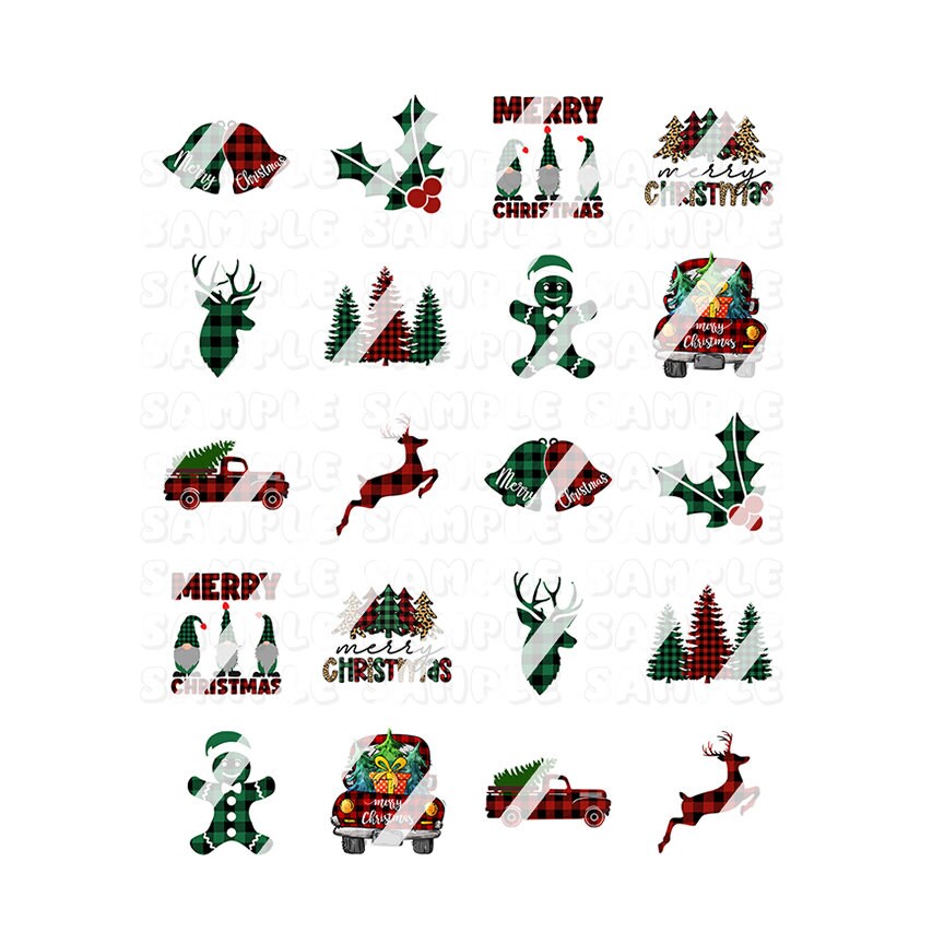 Christmas Red & Green Buffalo Plaid Nail Art Decals - Waterslide Nail Decals