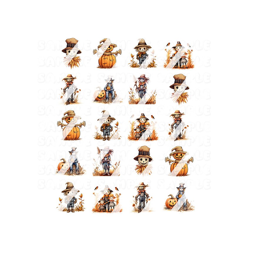 Fall Scarecrow Nail Art Decals - Waterslide Nail Decals