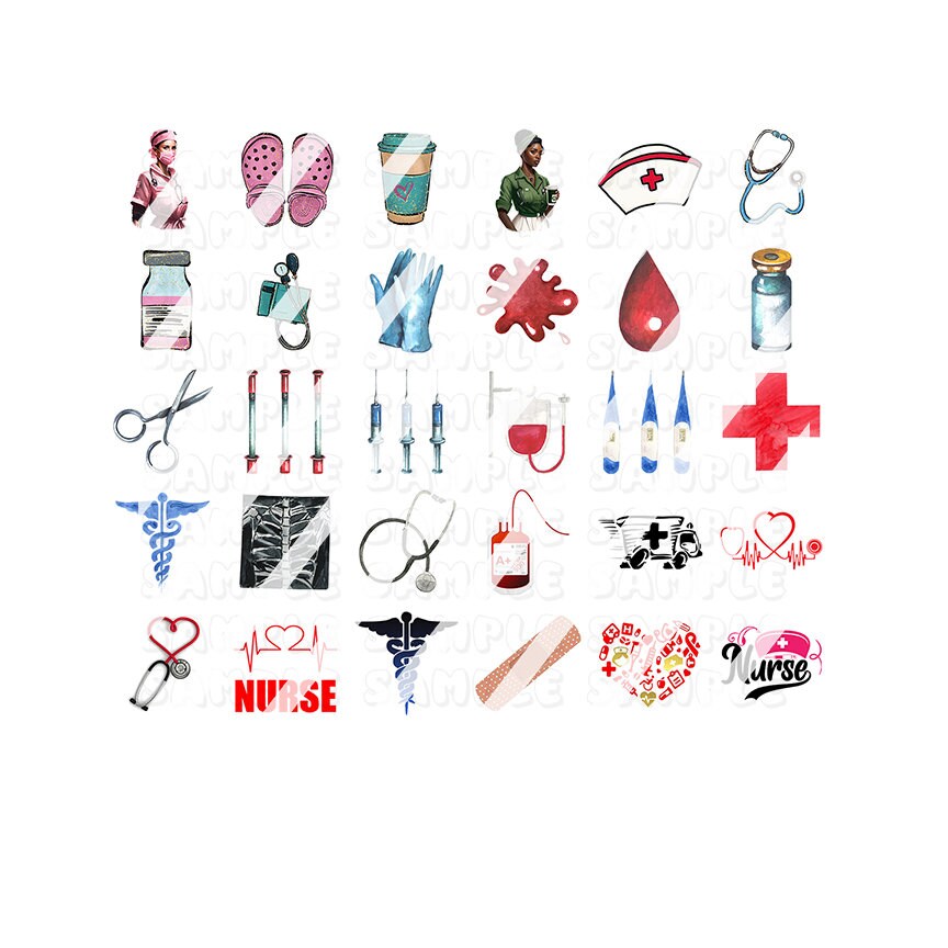 30 Nurse Nail Art Decals - Waterslide Nail Decals