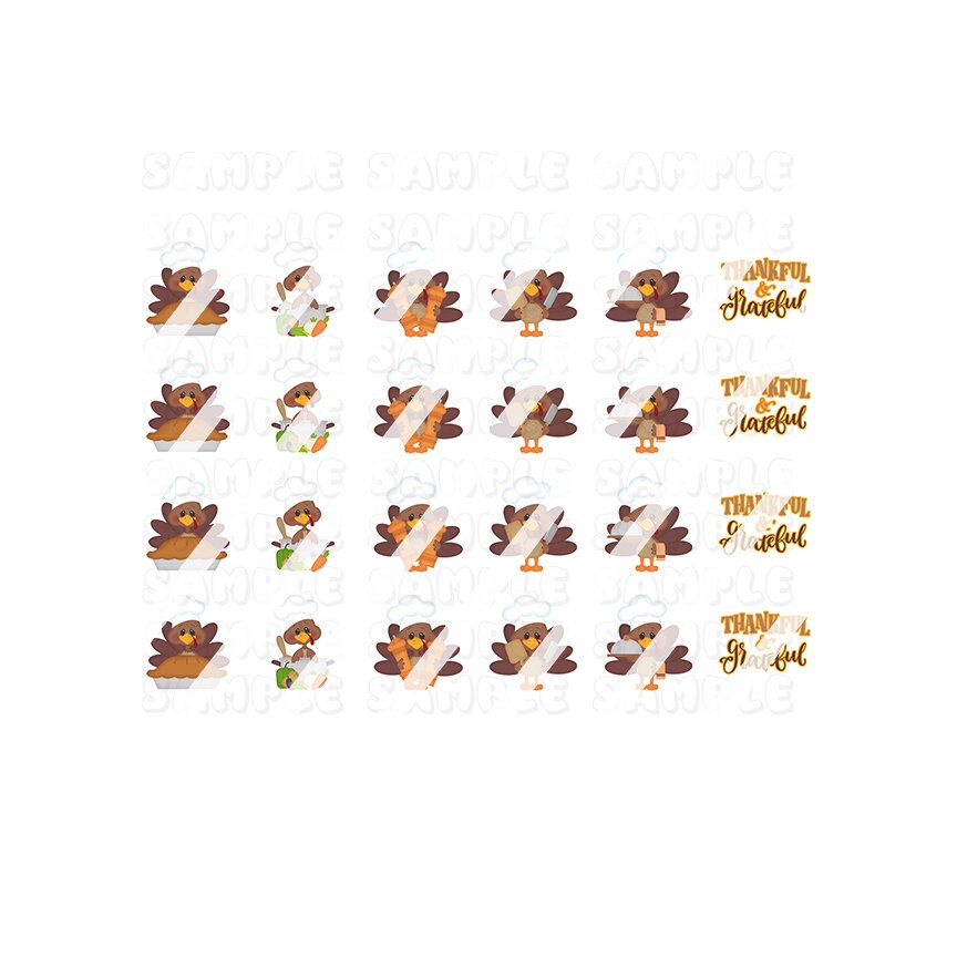 Thanksgiving Turkey Nail Art Decals - Waterslide Nail Decals