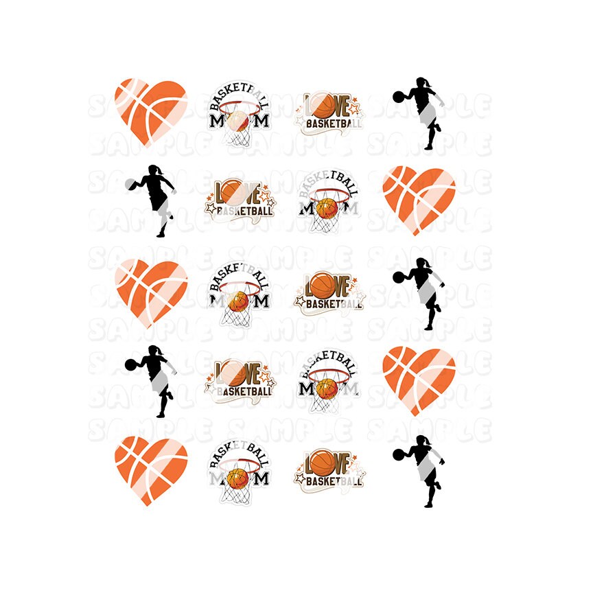 Basketball Mom Nail Art Decals - Waterslide Nail Decals
