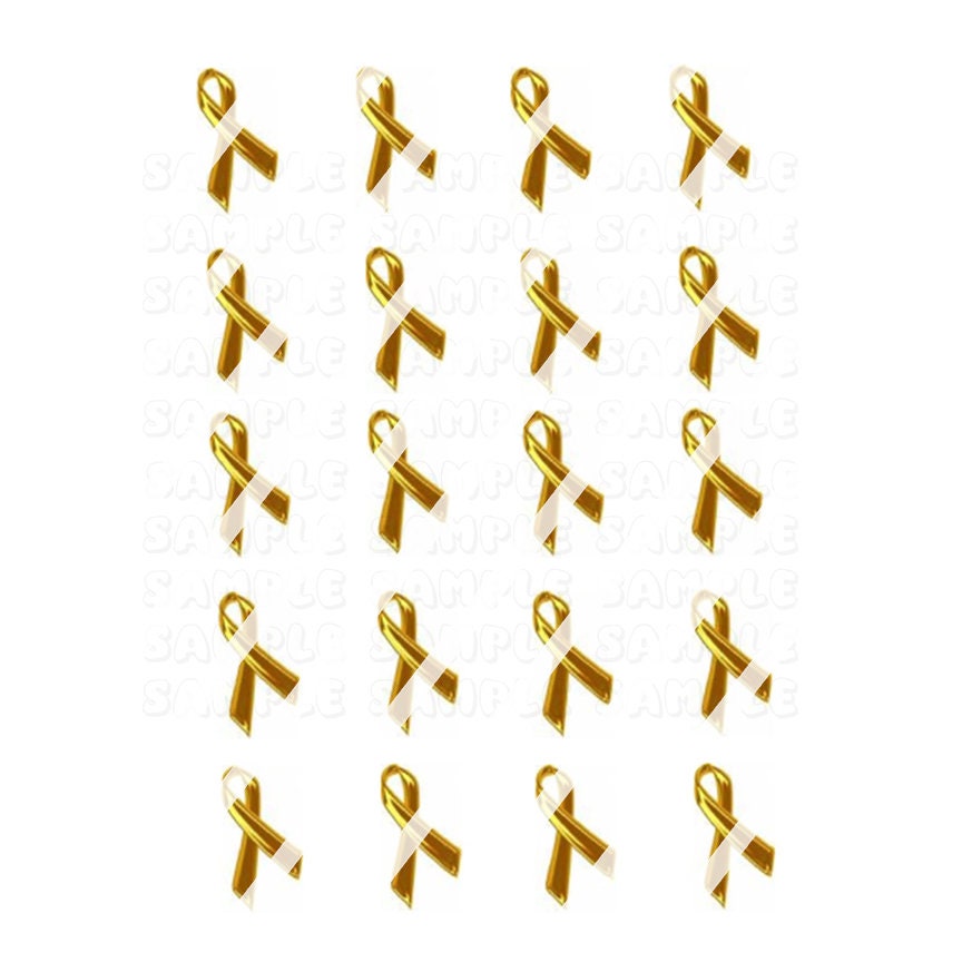 Gold Ribbon Nail Art Decals - Waterslide Nail Decals