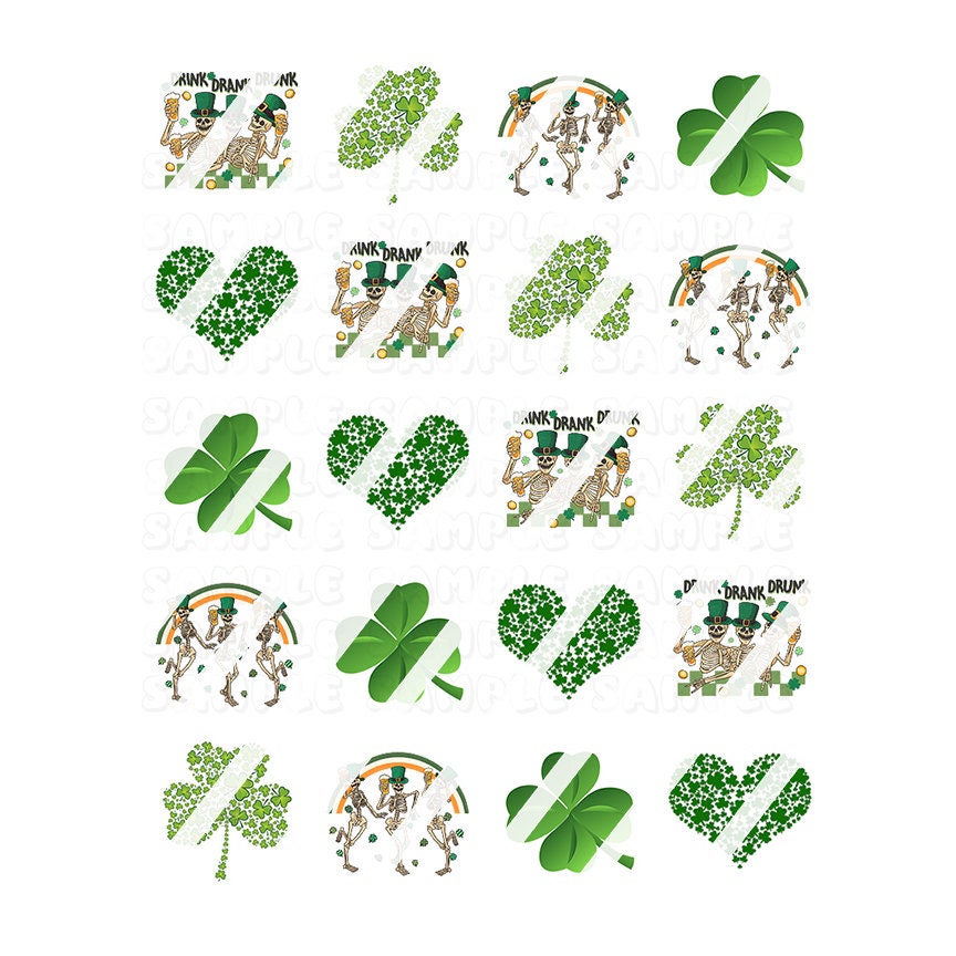 Skeleton St. Patrick's Day  Nail Art Decals- Waterslide Nail Decals