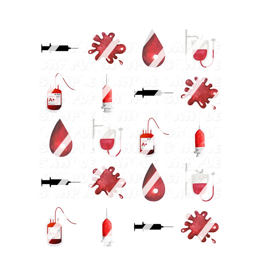 Blood,  Nurse Nail Art Decals - Waterslide Nail Decals