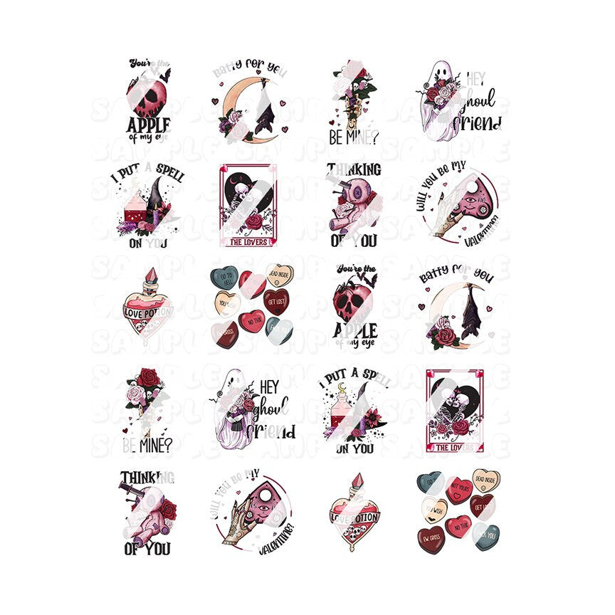Witch's Valentine's Day Nail Art Decals- Waterslide Nail Decals