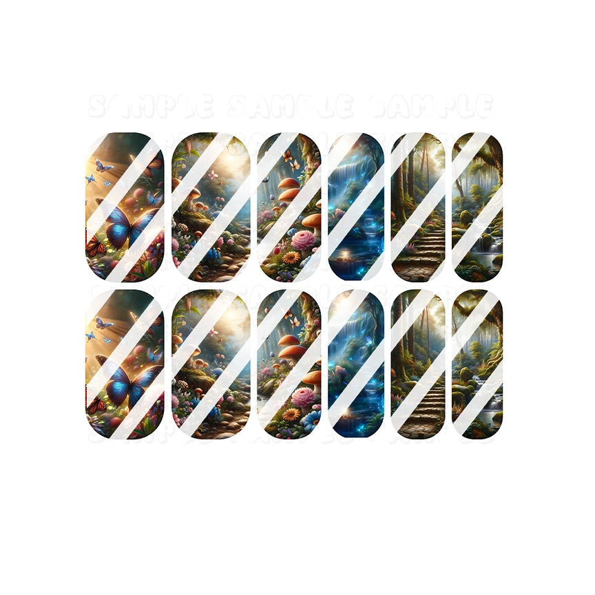 Fantasy Enchanted Forest Full Nail Art Decals- Waterslide Nail Decals